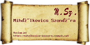 Mihálkovics Szonóra névjegykártya